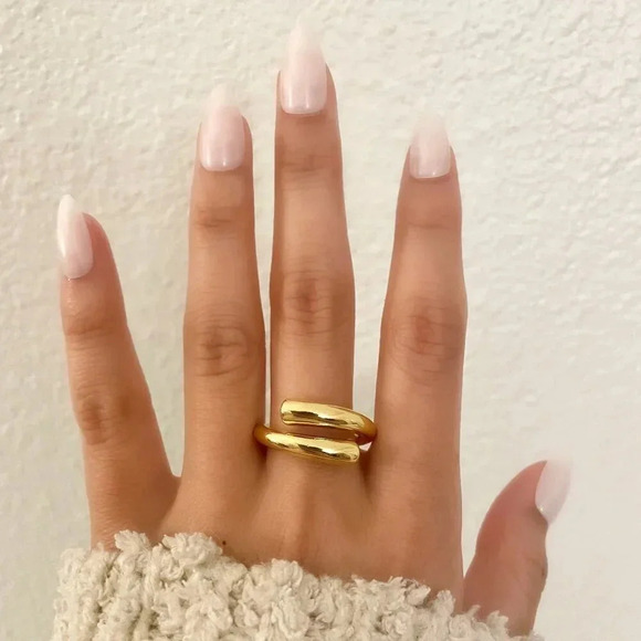 925 Sterling Silver Gold Chunky Bold Ring Statement Ring Large Wrap Ring - Picture 8 of 10